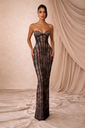 Vestido Aura | Elegancia floral y rayas en contraste