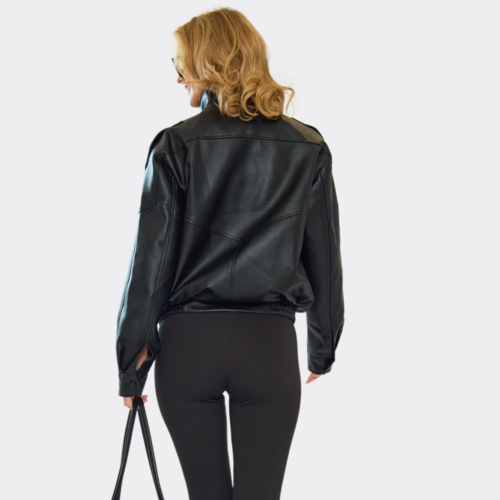 Chaqueta oversize de efecto piel