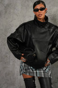 Chaqueta oversize de efecto piel