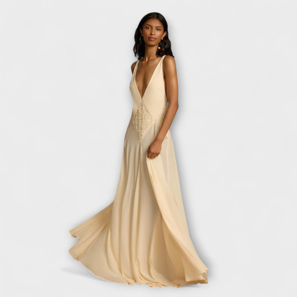 Lavinia - Vestido maxi con escote en V profundo