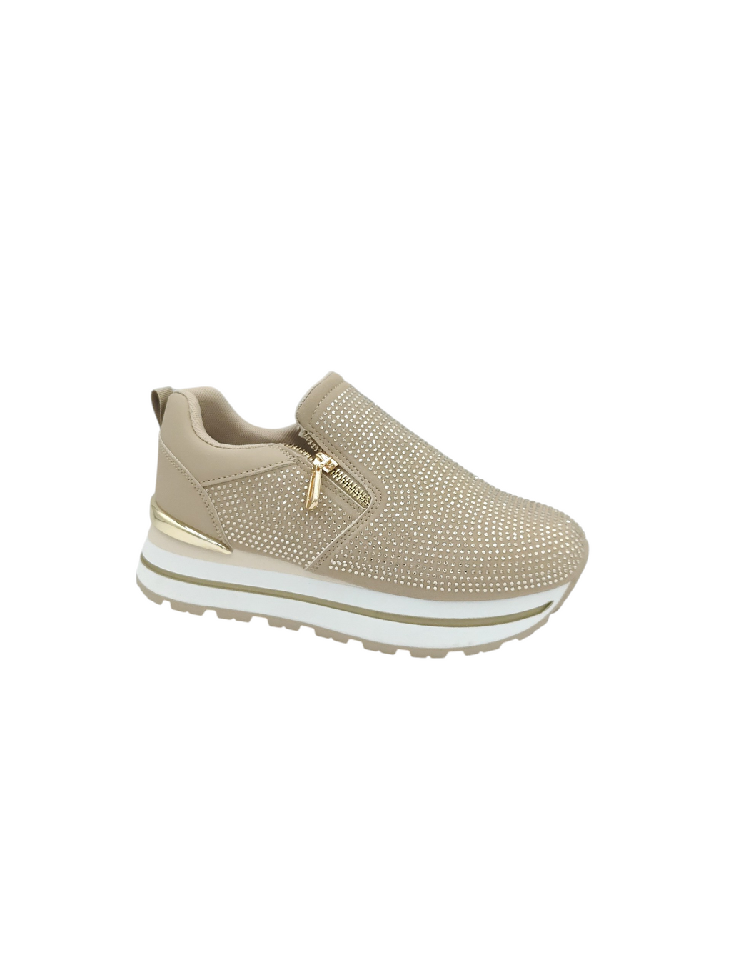 Zapatillas Glitter Zip Caqui