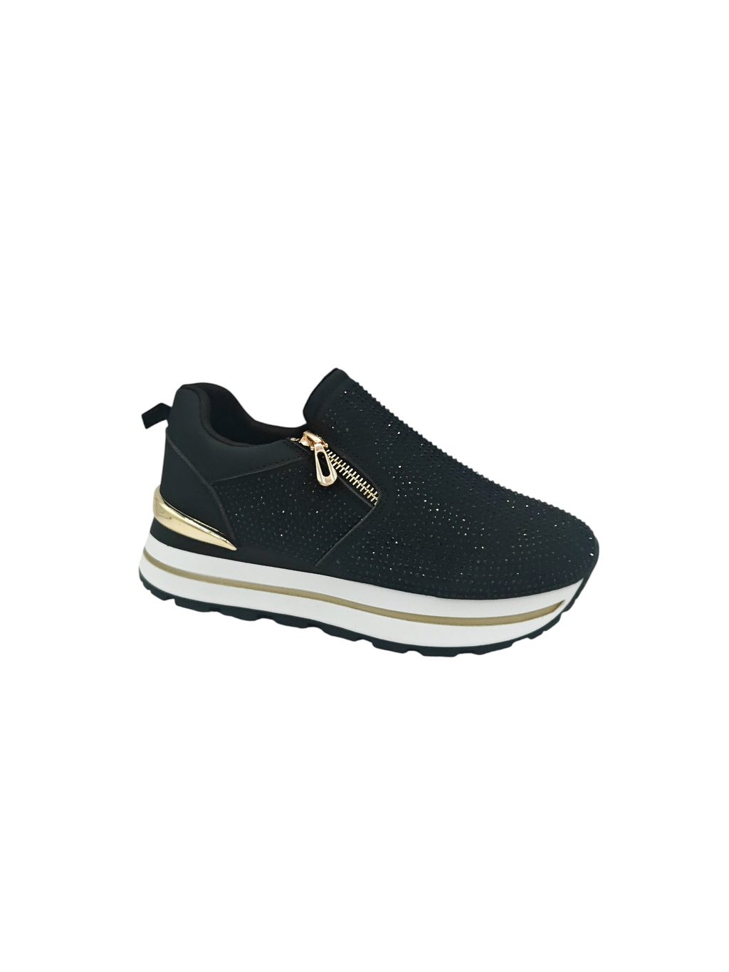 Zapatillas Glitter Zip Negro