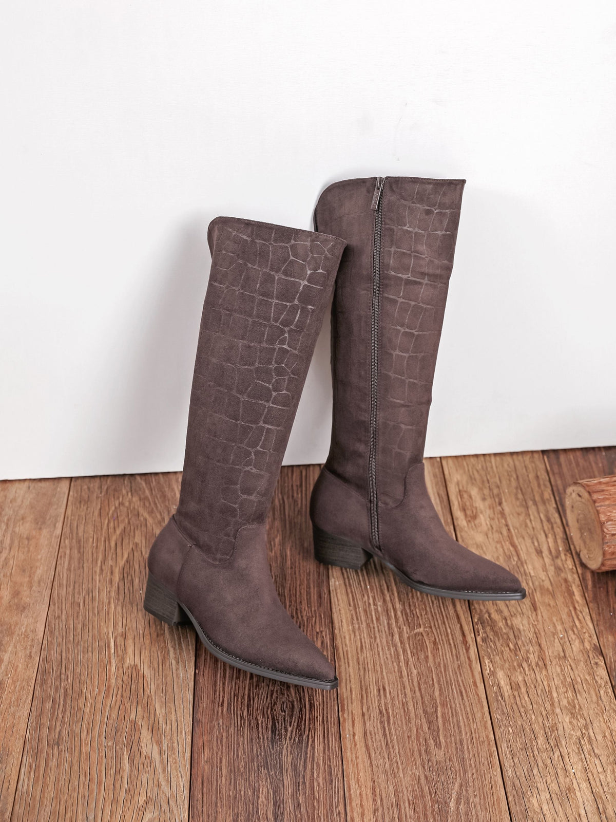 Botas Altas con Estampado - Marrón