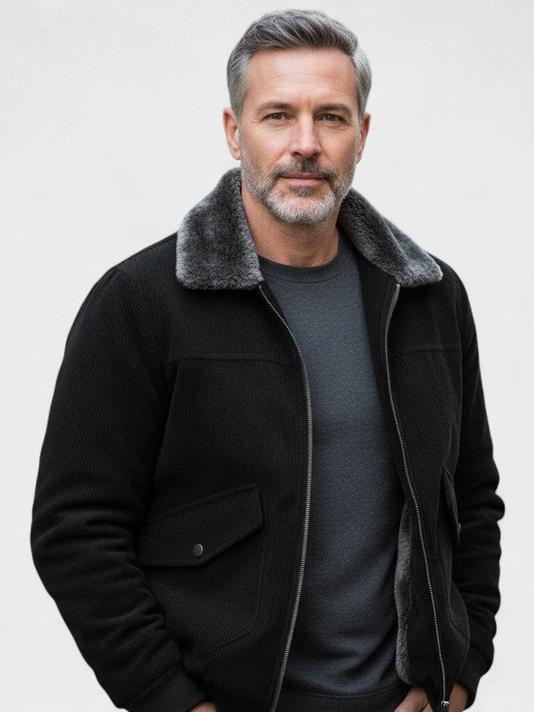 Chaqueta bomber con cuello de felpa sintética