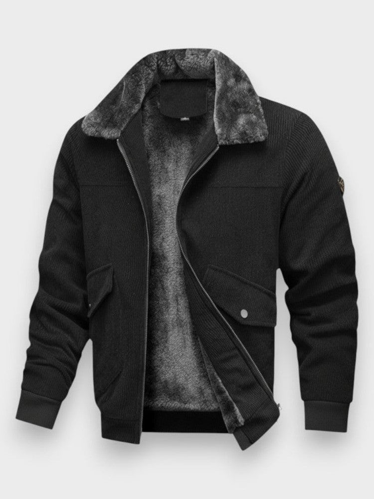 Chaqueta bomber con cuello de felpa sintética