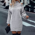 Vestido-Jersey con Cuello Alto y Hombros Descubiertos