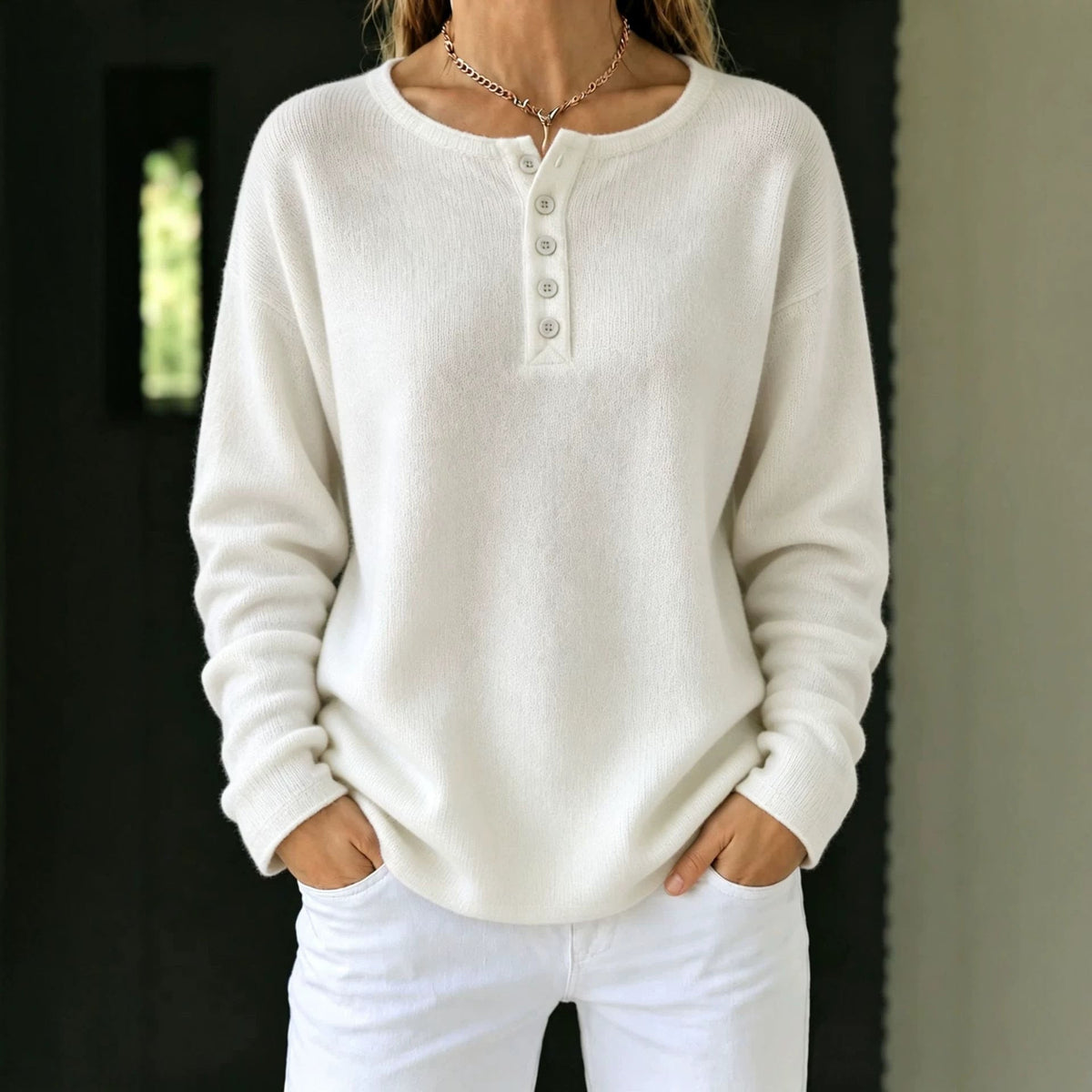 Jersey Henley de Punto Relajado