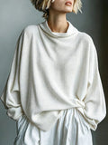 Top Oversize de Punto Gofre con Cuello Drapeado