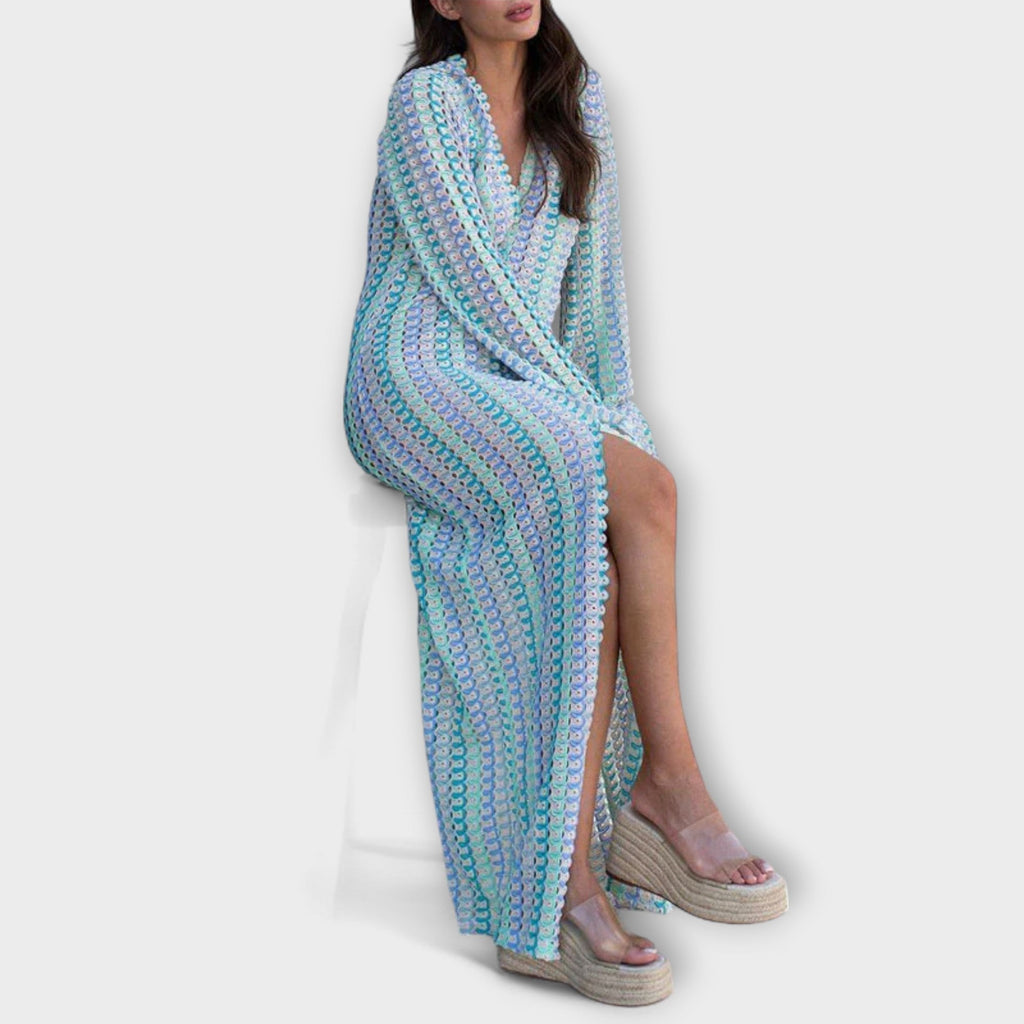 Elina – Vestido maxi con escote en V y un toque de vacaciones