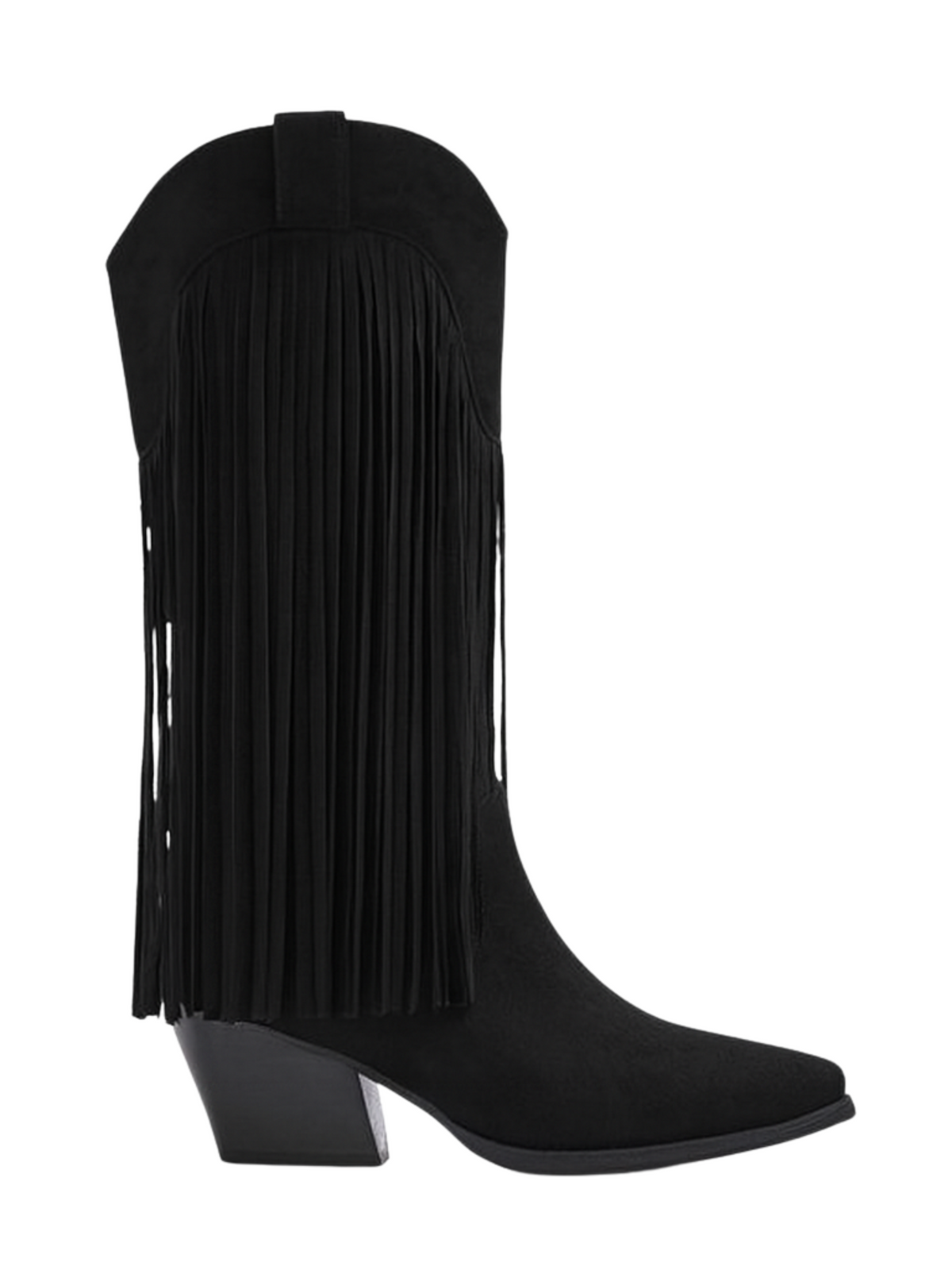 Botas Altas Negras con Flecos