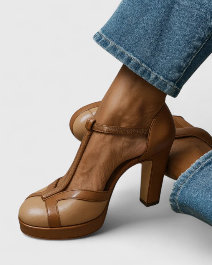 Seliora | Zapatos de Mujer de Tacón Ancho con Tira en T