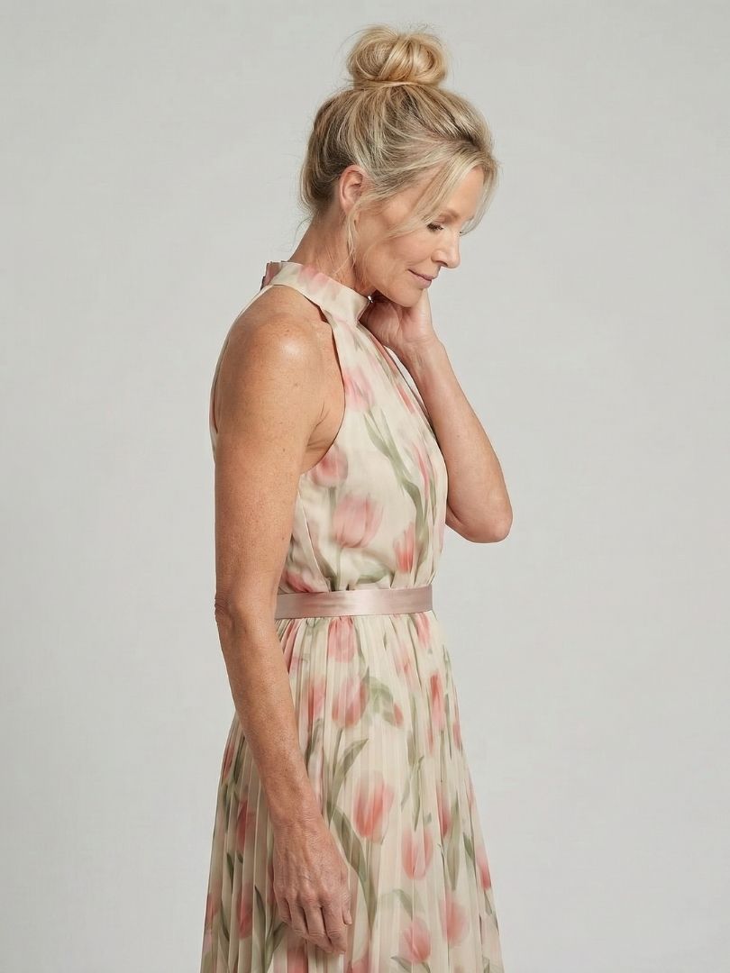Martina | Vestido midi con escote halter floral