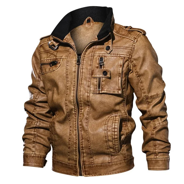 Chaqueta de cuero de invierno