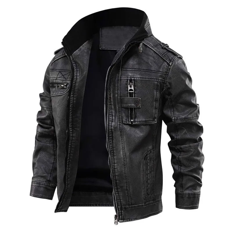 Chaqueta de cuero de invierno