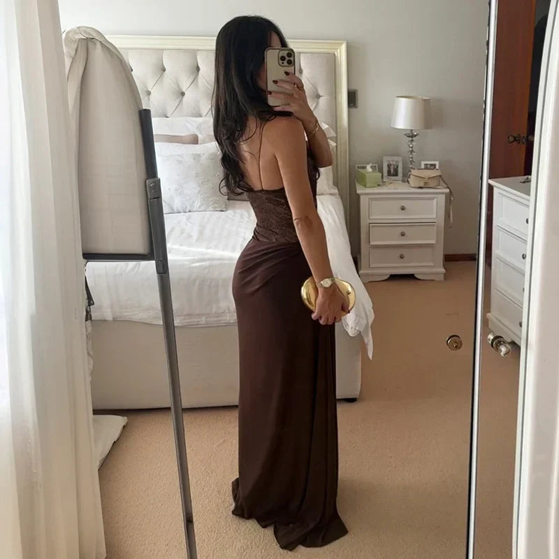 Siara | Vestido largo encaje y satén