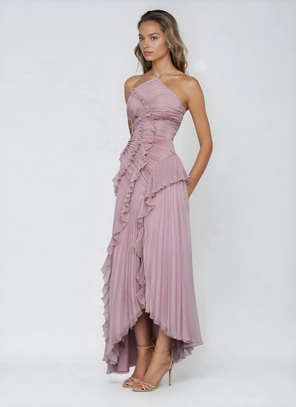 Vestido Halter de Volantes Aranza