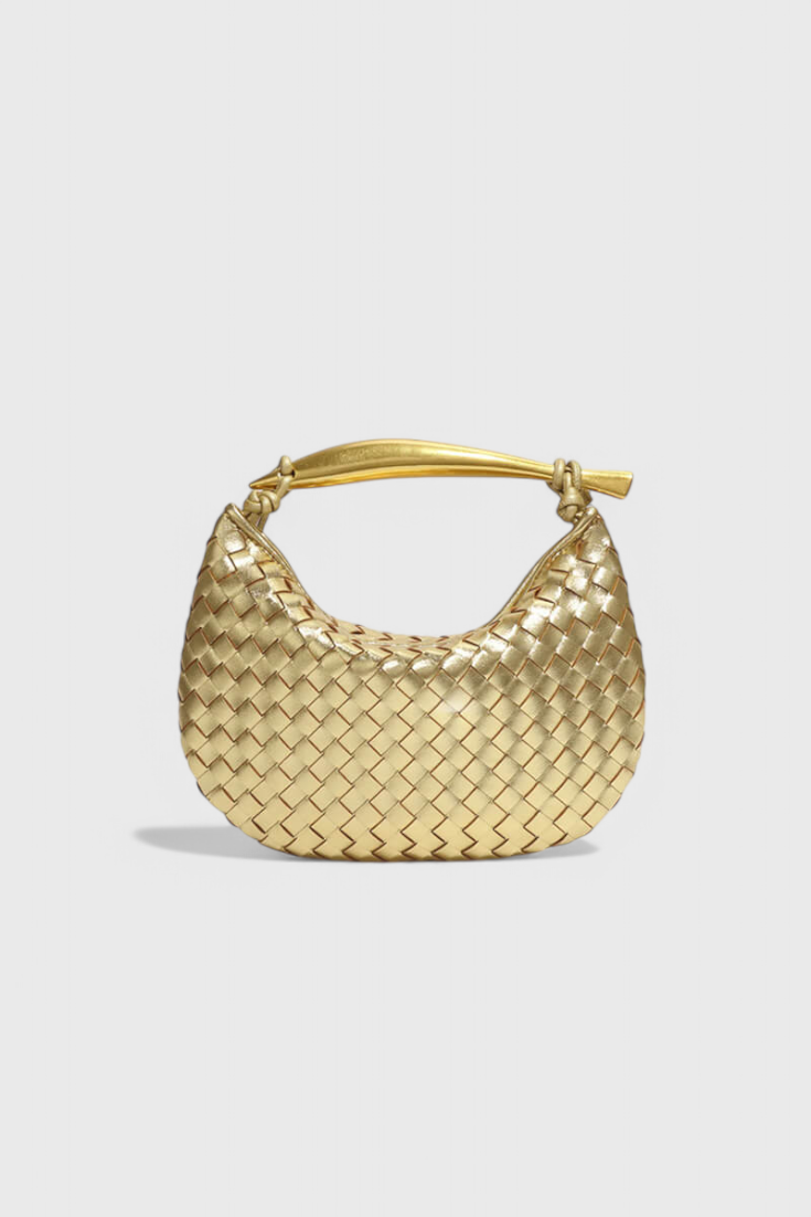 Bolso Trenzado Gerda con Asa Dorada