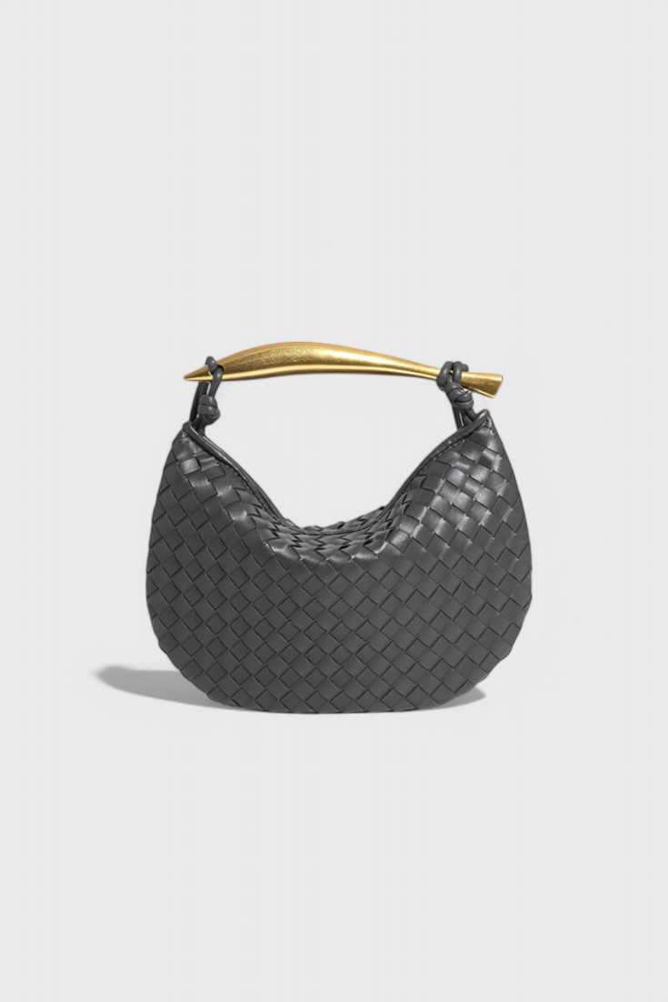Bolso Trenzado Gerda con Asa Dorada