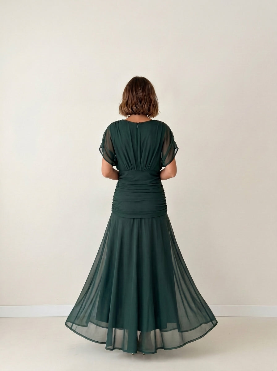 Vestido largo drapeado estilizador
