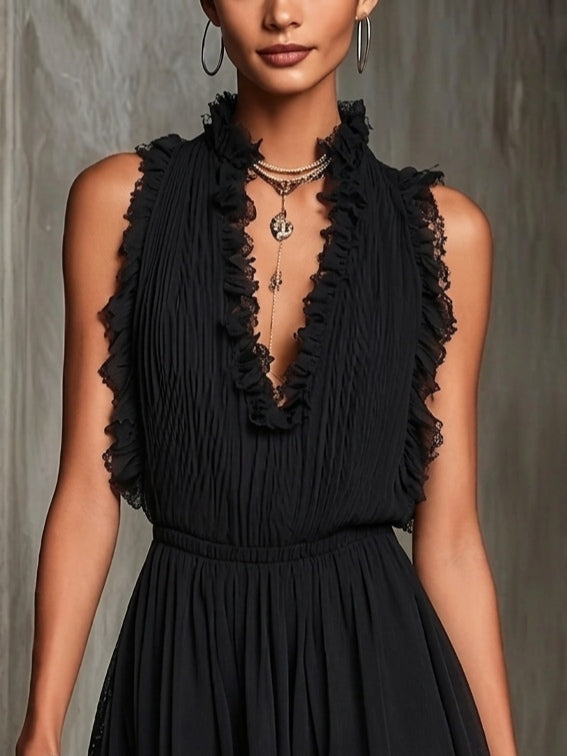 Vestido Corto negro con volantes