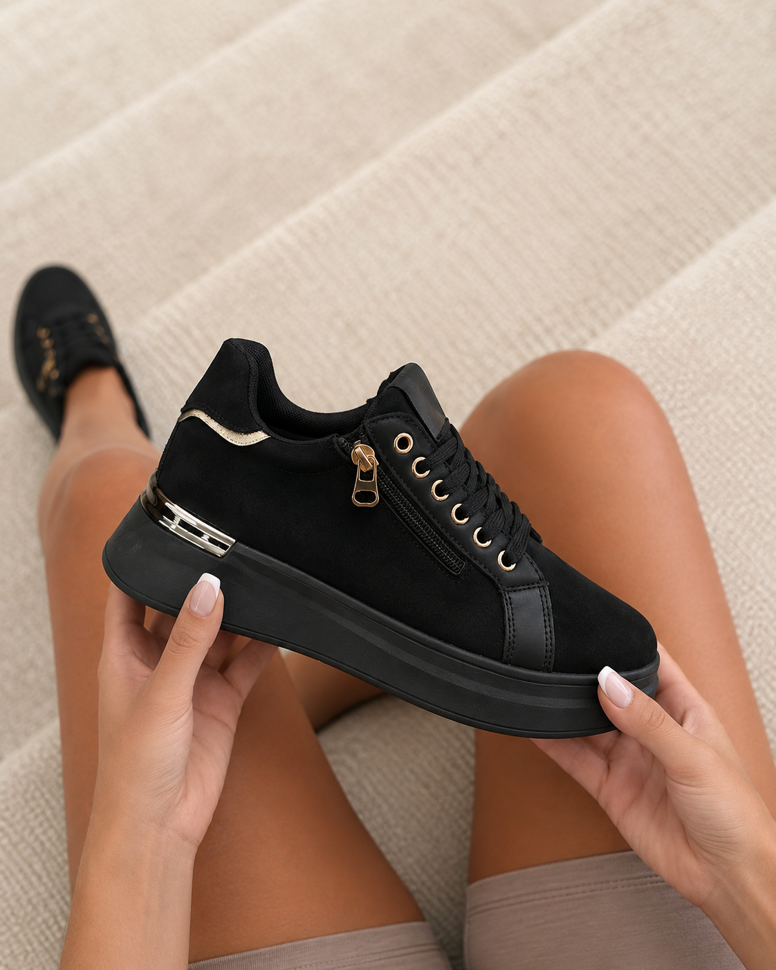 Zapatillas Basic Zip - Negro