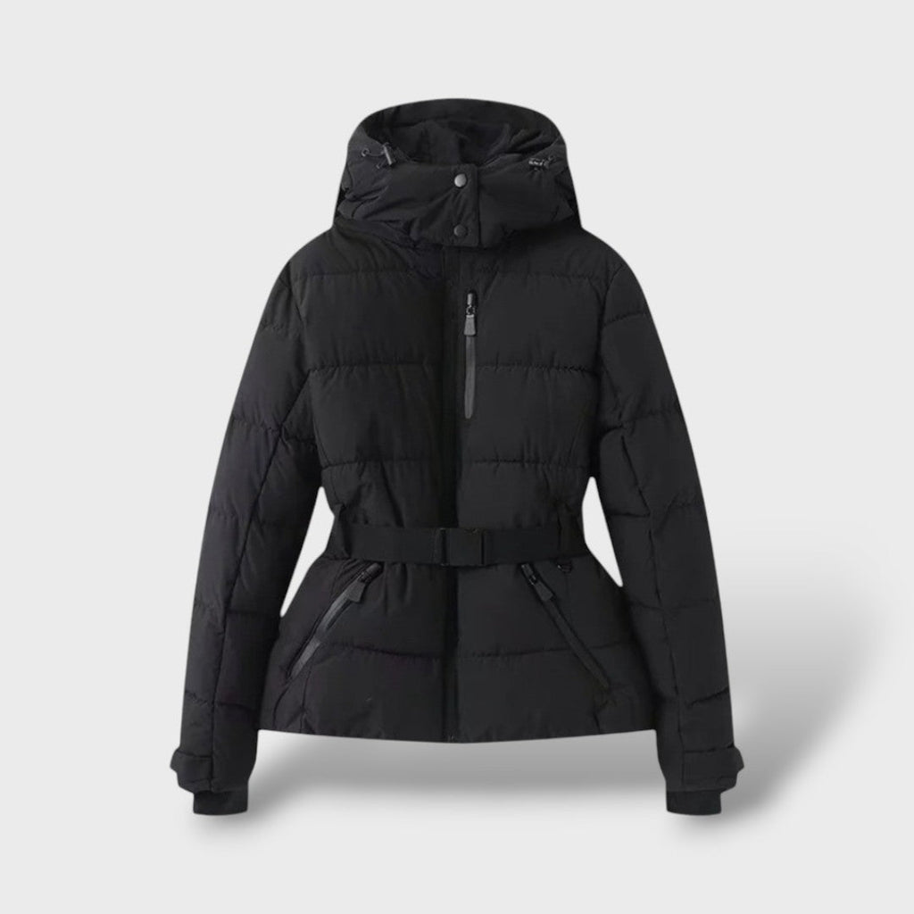 Chaqueta acolchada impermeable con cinturón