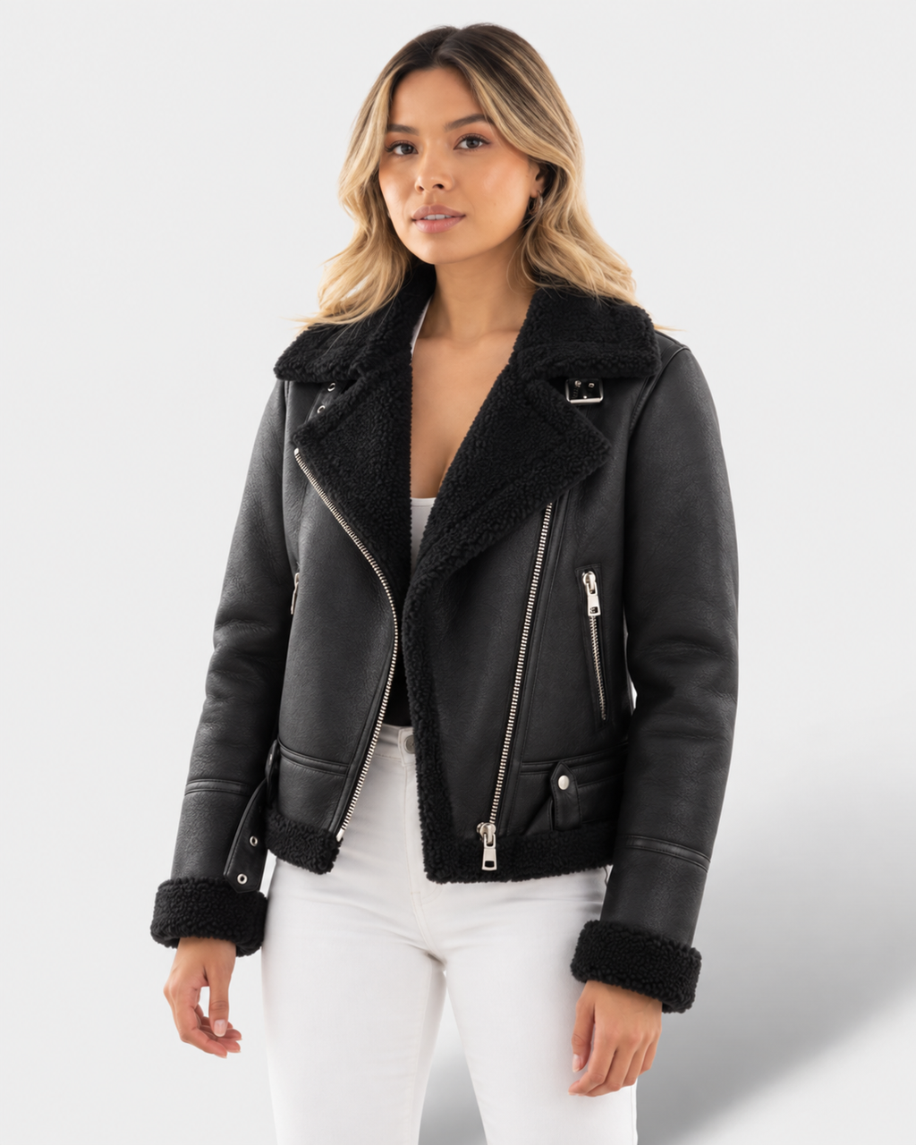 Chaqueta de cuero moderna para mujer
