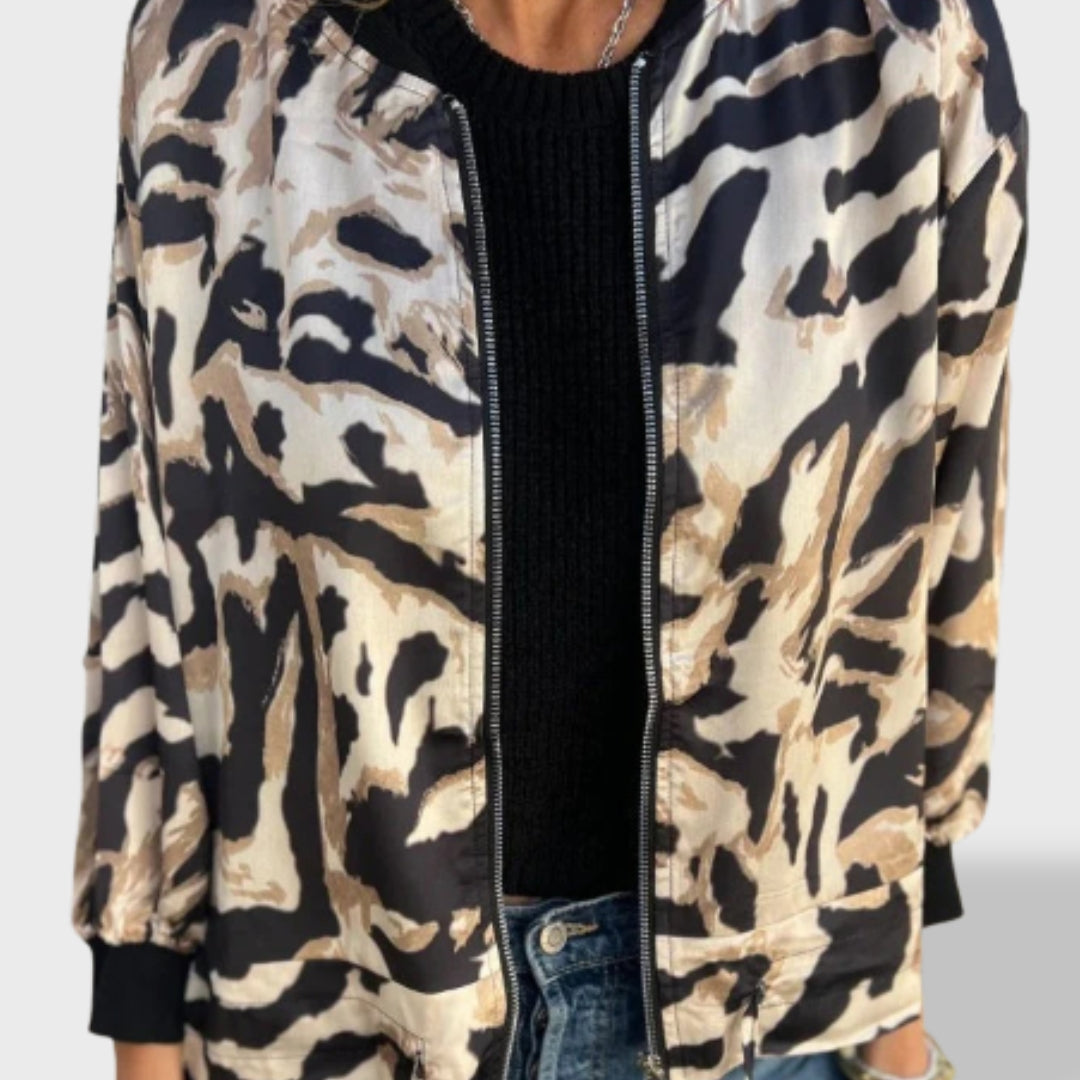 Valeria | Chaqueta con cremallera y estampado de cebra