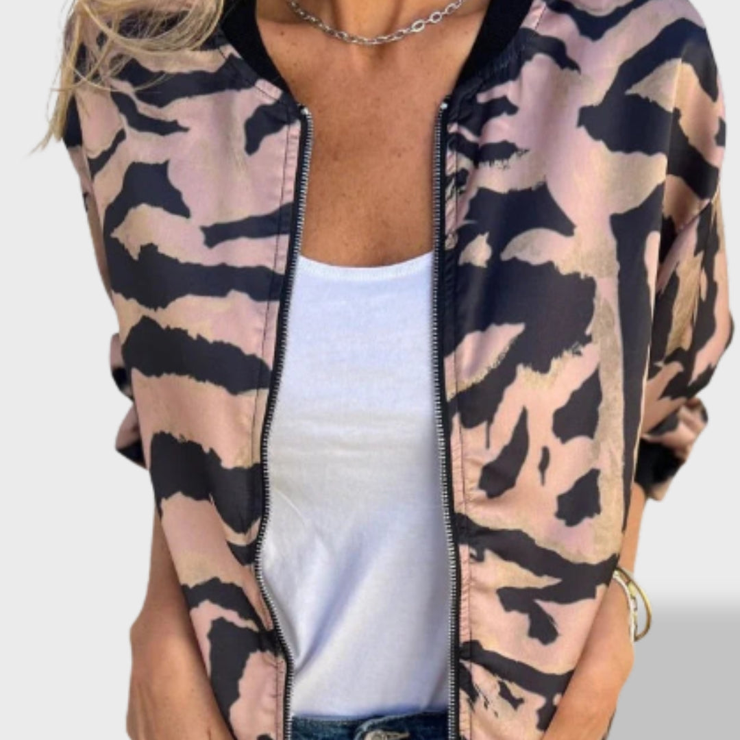 Valeria | Chaqueta con cremallera y estampado de cebra