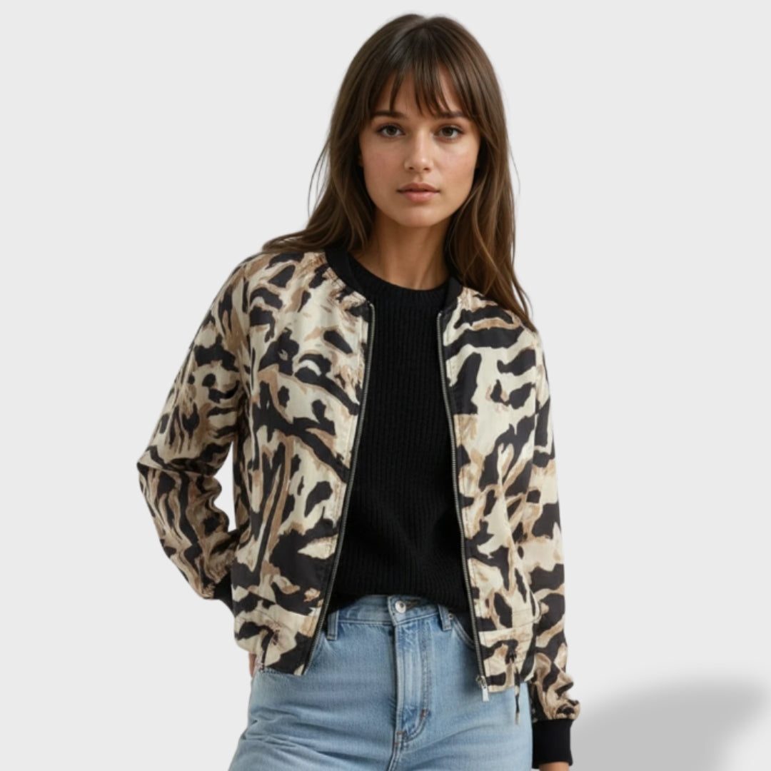 Valeria | Chaqueta con cremallera y estampado de cebra