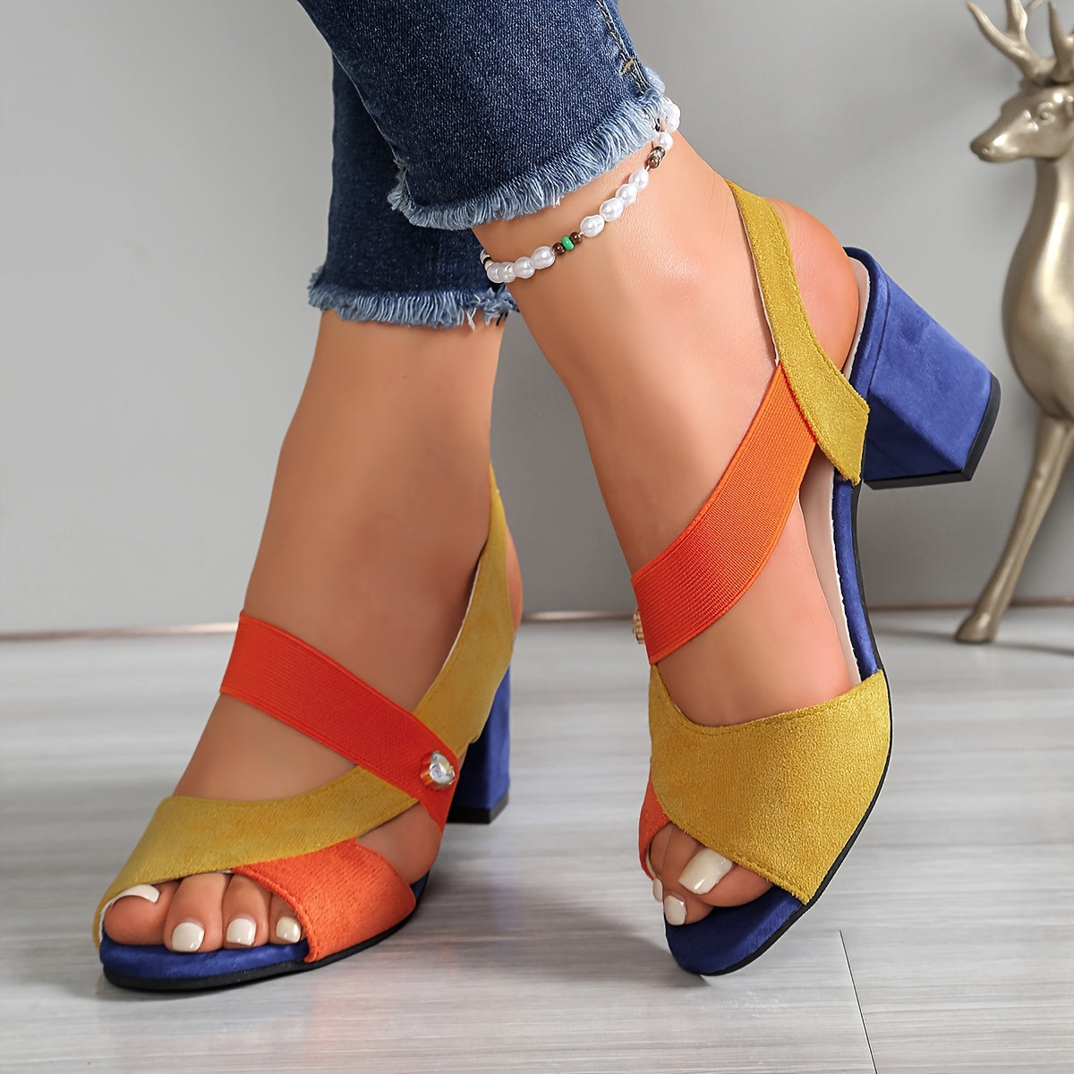 Linda | Zapatos de Mujer de Tacón Ancho con Punta Abierta