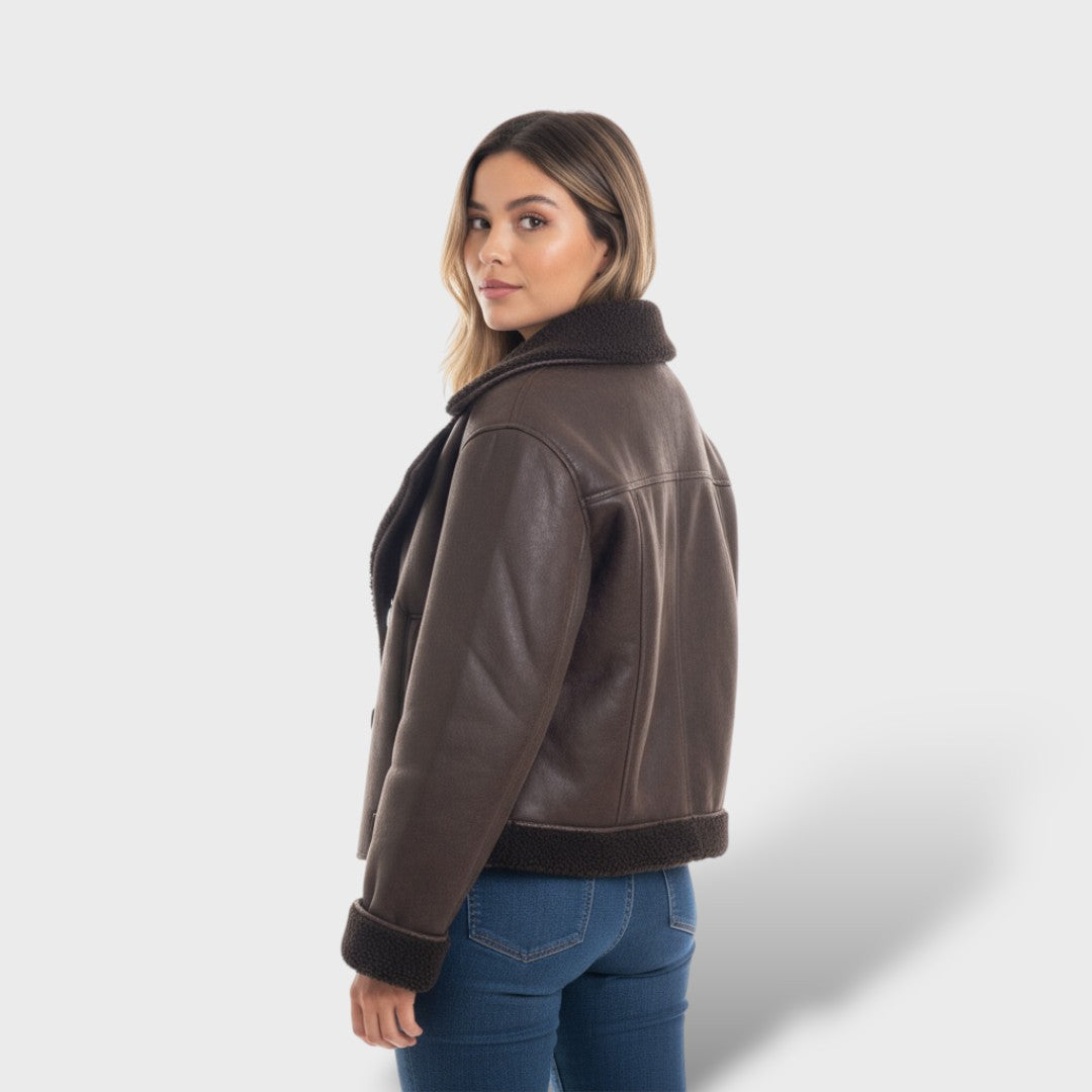Chaqueta oversize de invierno con piel para mujer