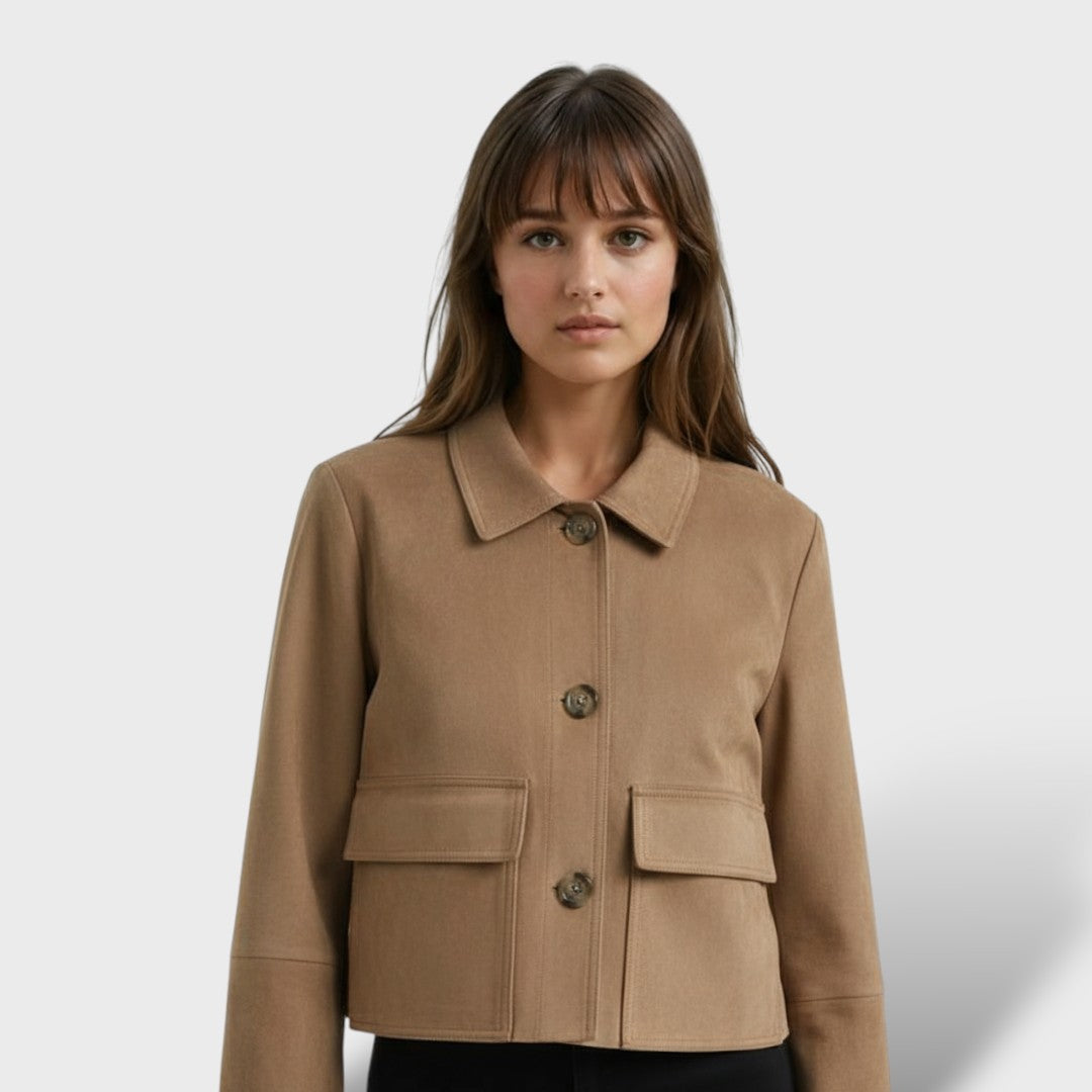 Chaqueta de ante vintage de otoño para mujer