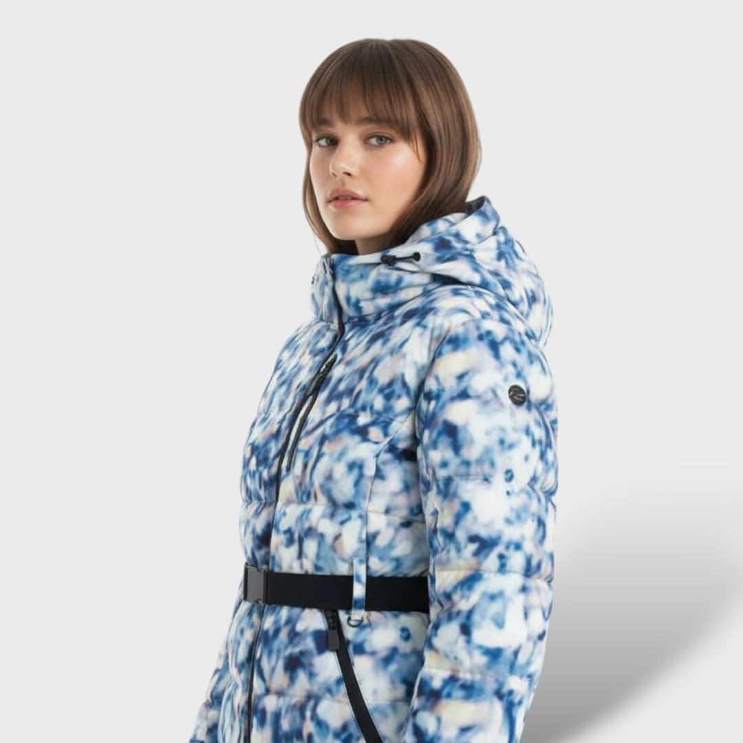 Chaqueta acolchada impermeable con cinturón