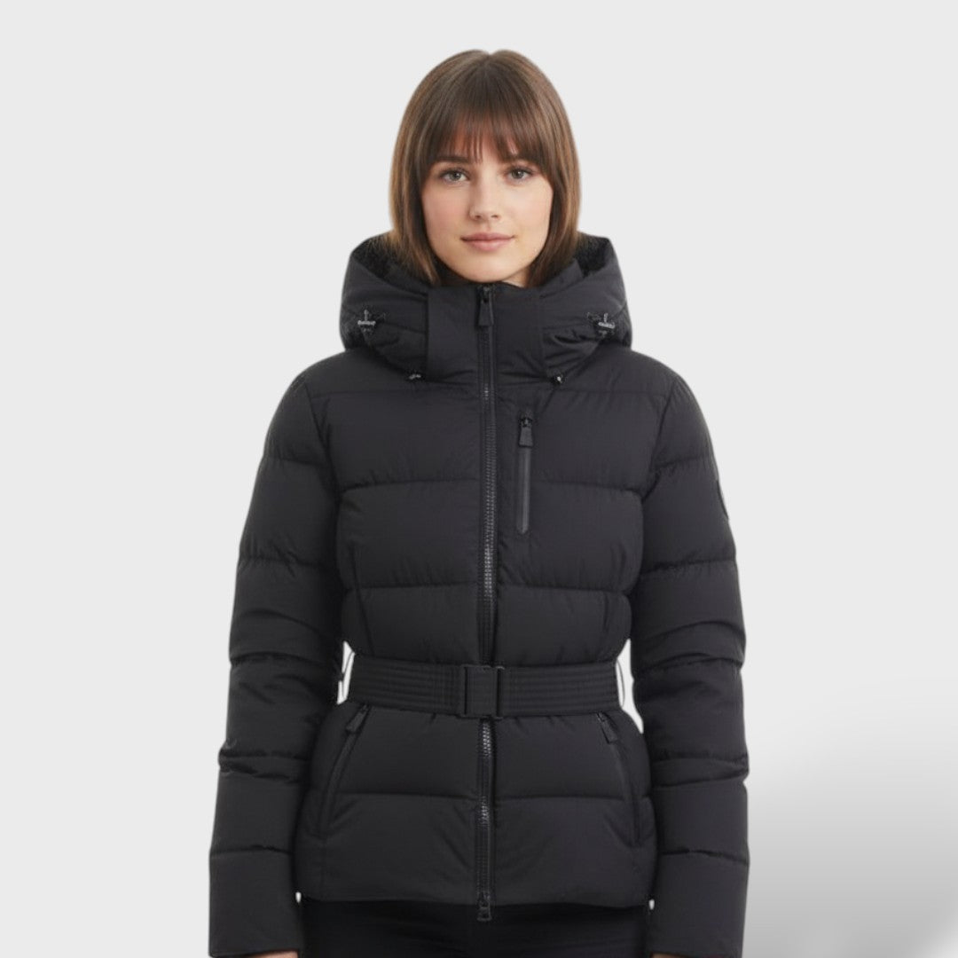 Chaqueta acolchada impermeable con cinturón