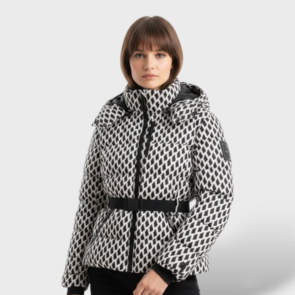 Chaqueta acolchada impermeable con cinturón
