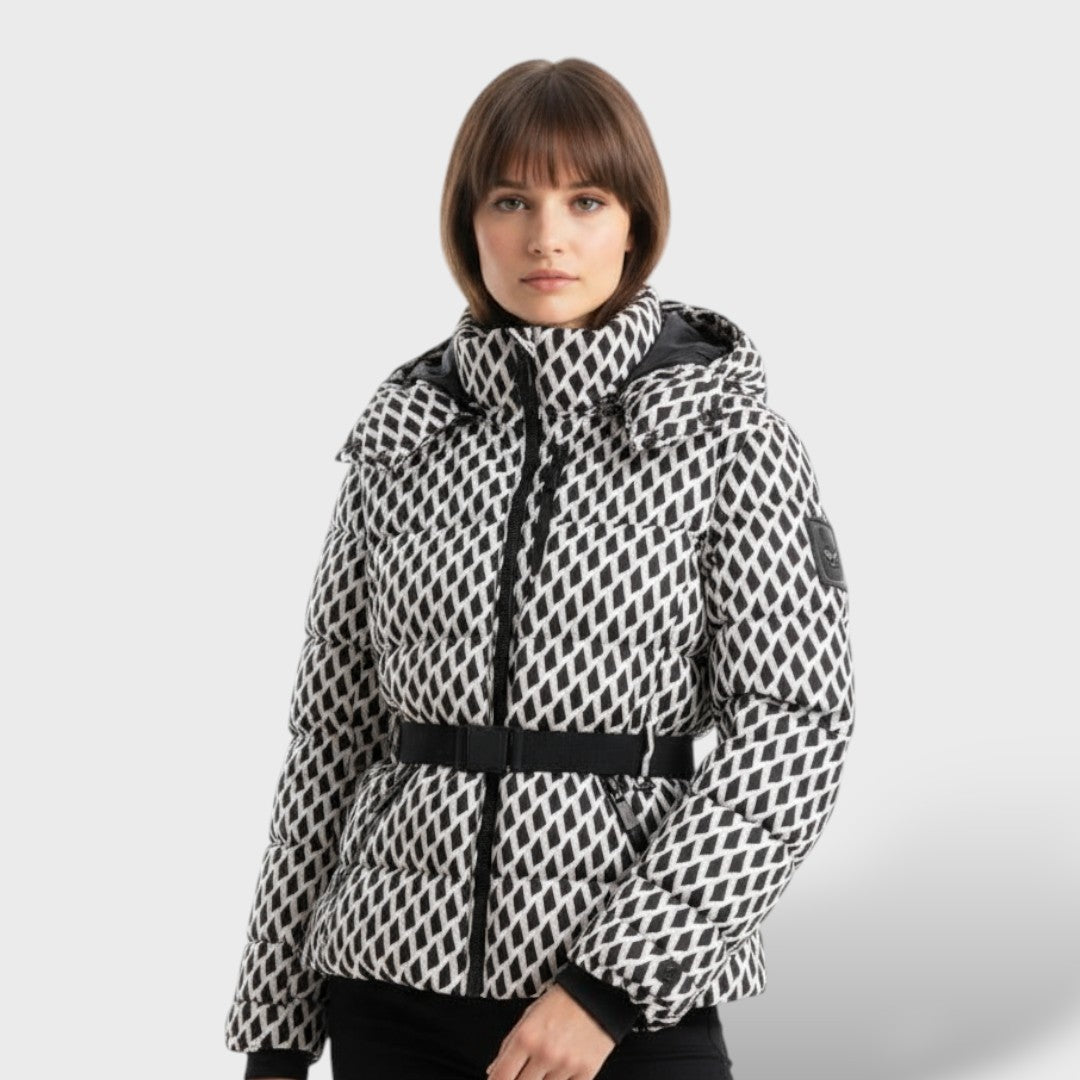 Chaqueta acolchada impermeable con cinturón
