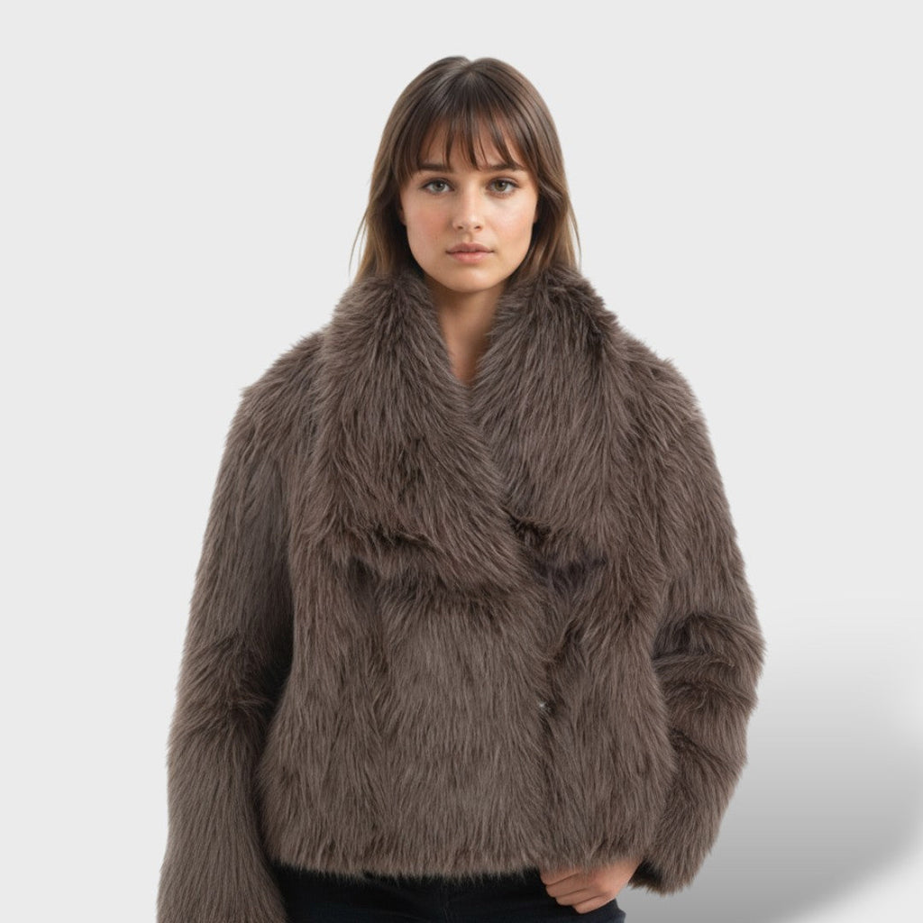 Chaqueta de pelo sintético de lujo para mujer