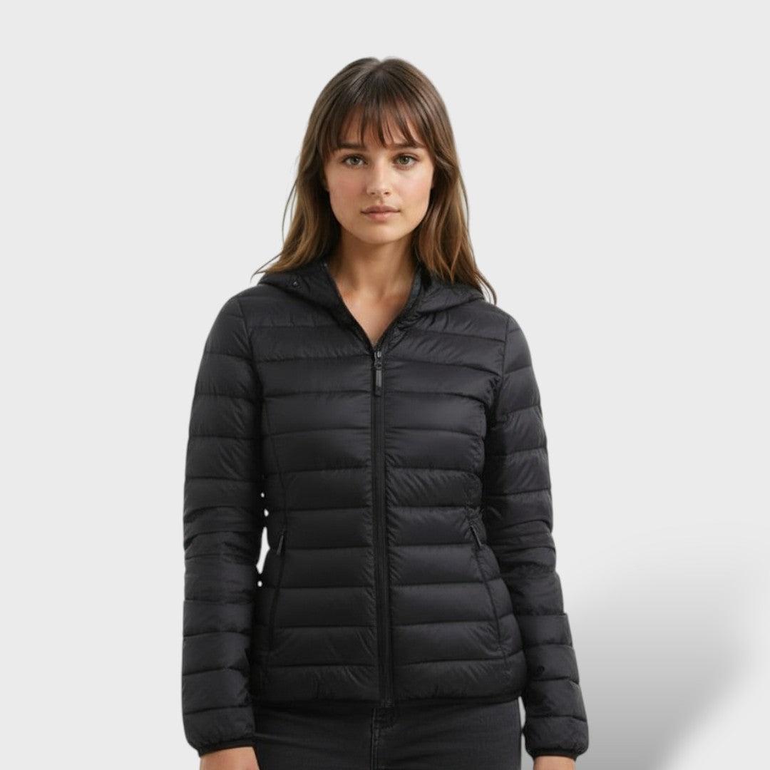 Chaqueta acolchada ligera de plumas para mujer