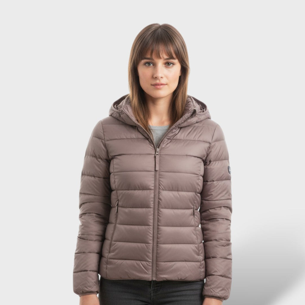 Chaqueta acolchada ligera de plumas para mujer