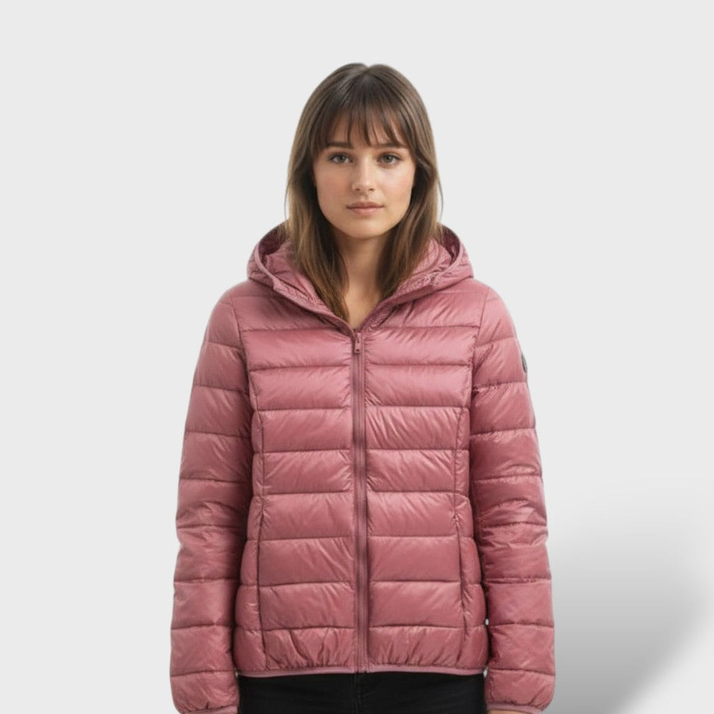 Chaqueta acolchada ligera de plumas para mujer