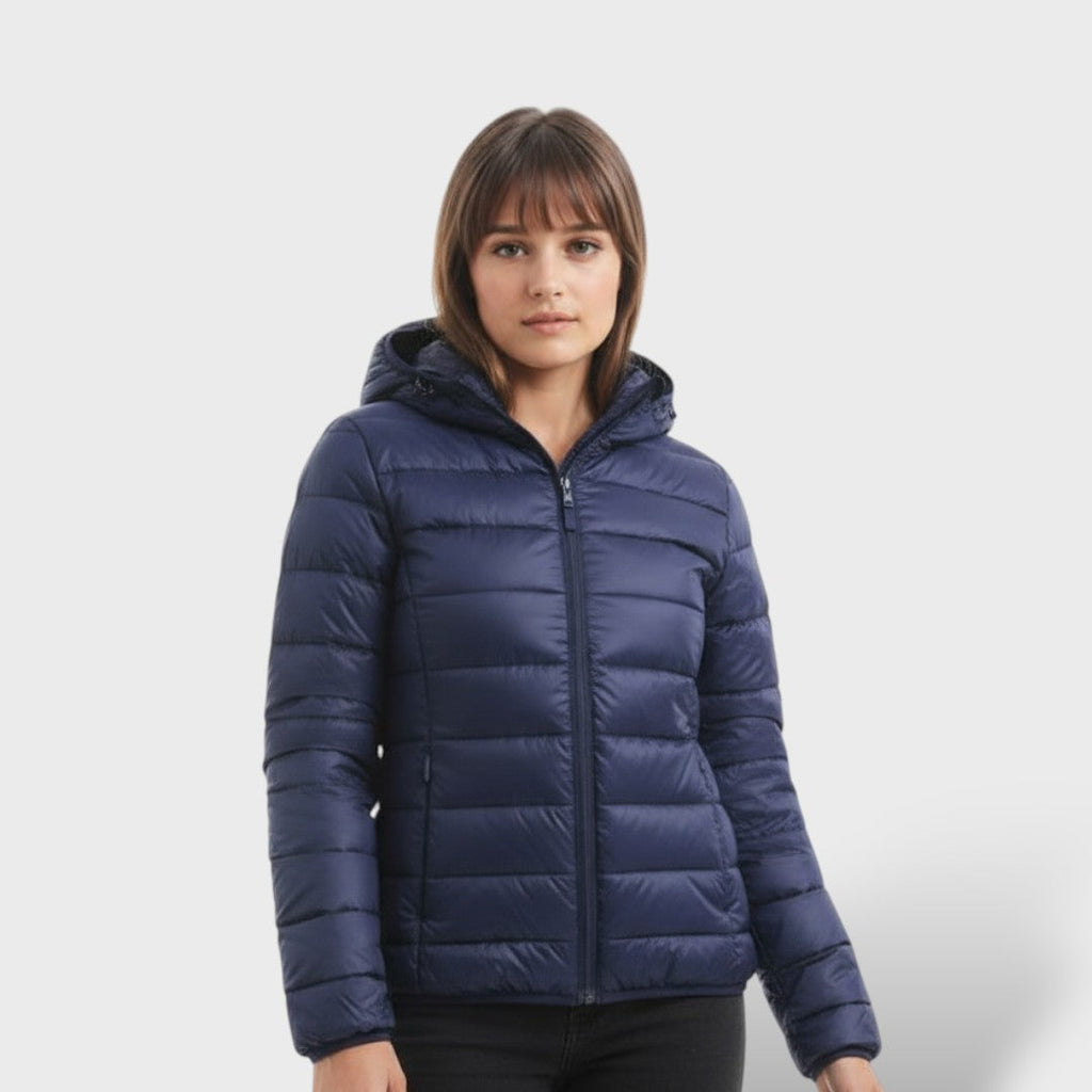 Chaqueta acolchada ligera de plumas para mujer