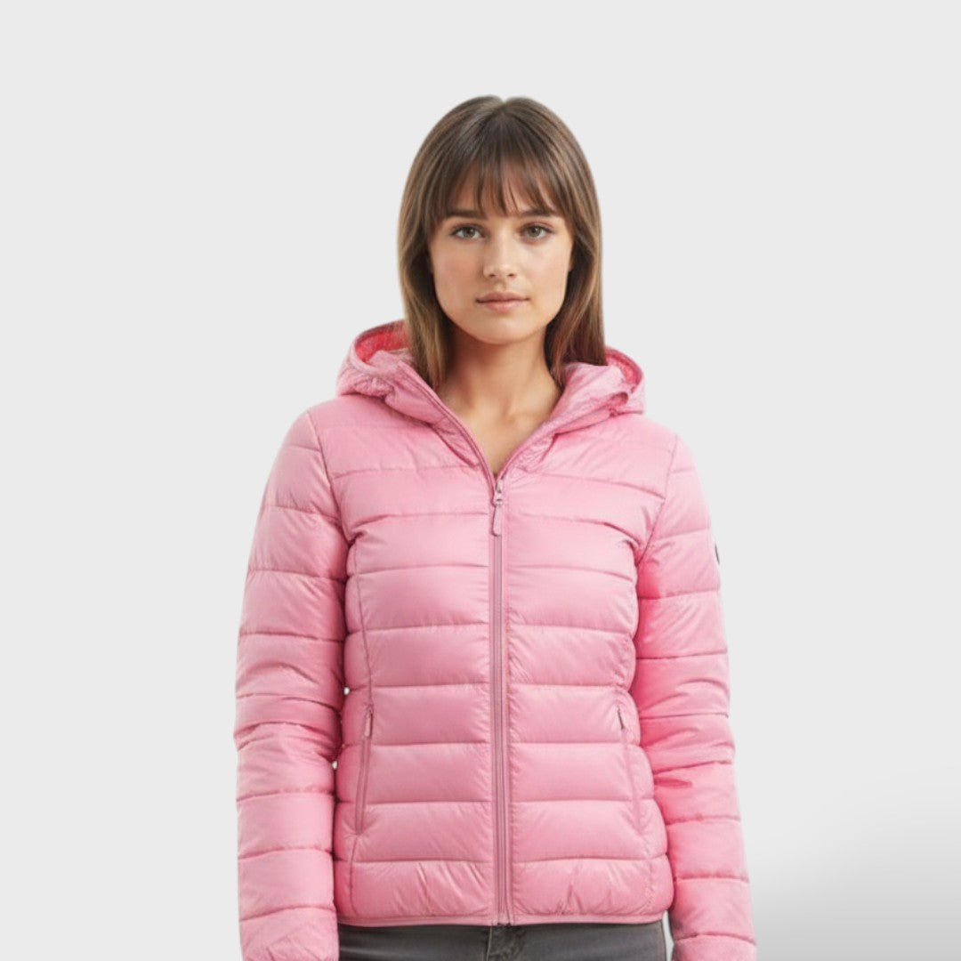 Chaqueta acolchada ligera de plumas para mujer