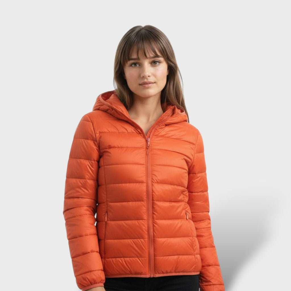 Chaqueta acolchada ligera de plumas para mujer