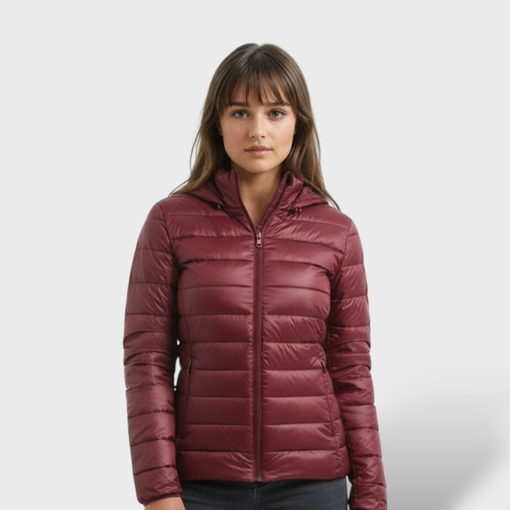 Chaqueta acolchada ligera de plumas para mujer