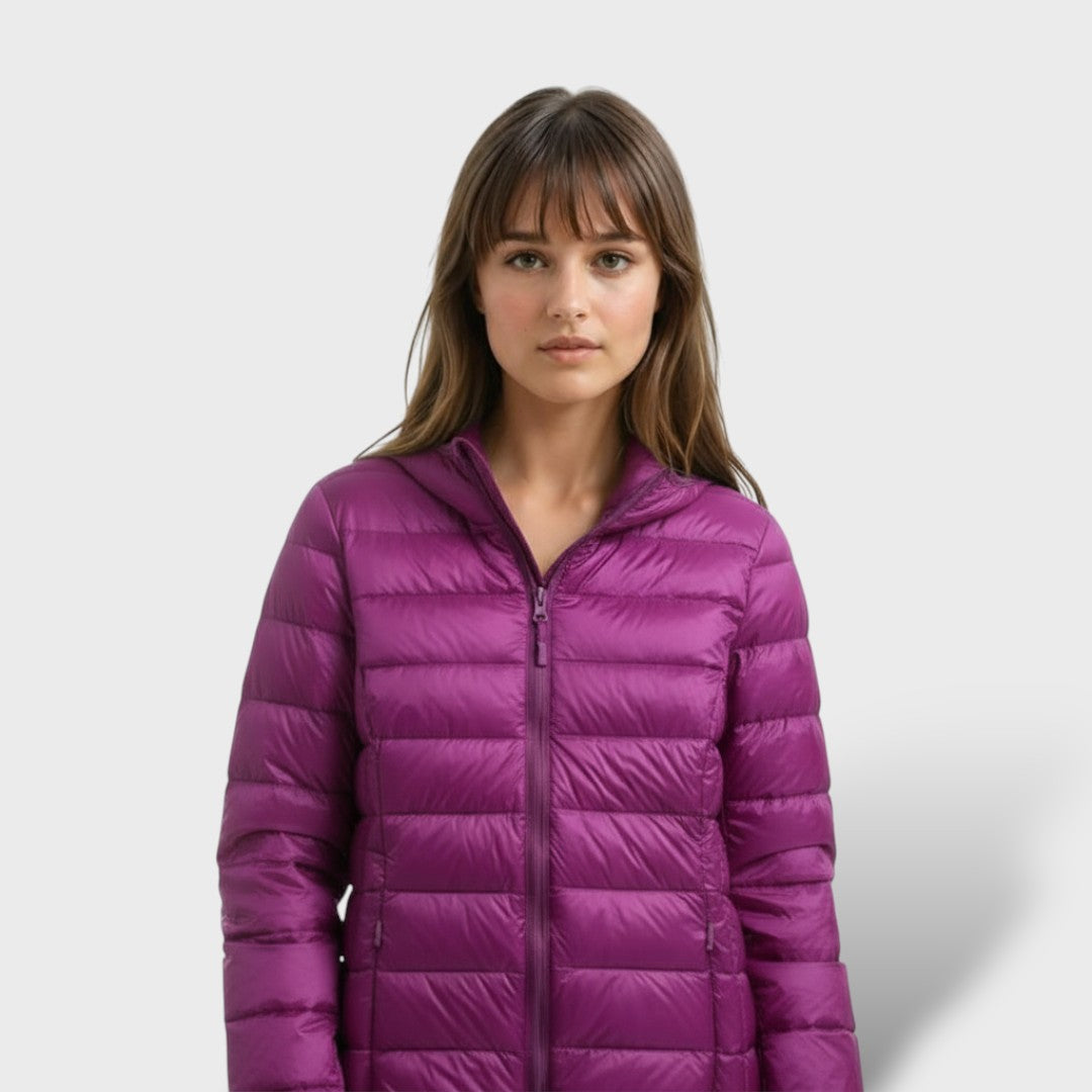 Chaqueta acolchada ligera de plumas para mujer