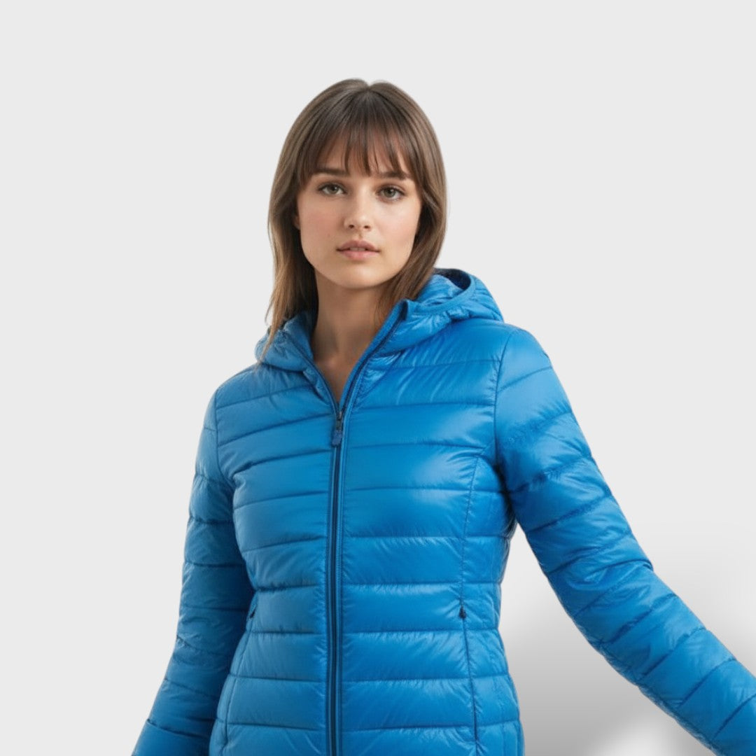 Chaqueta acolchada ligera de plumas para mujer
