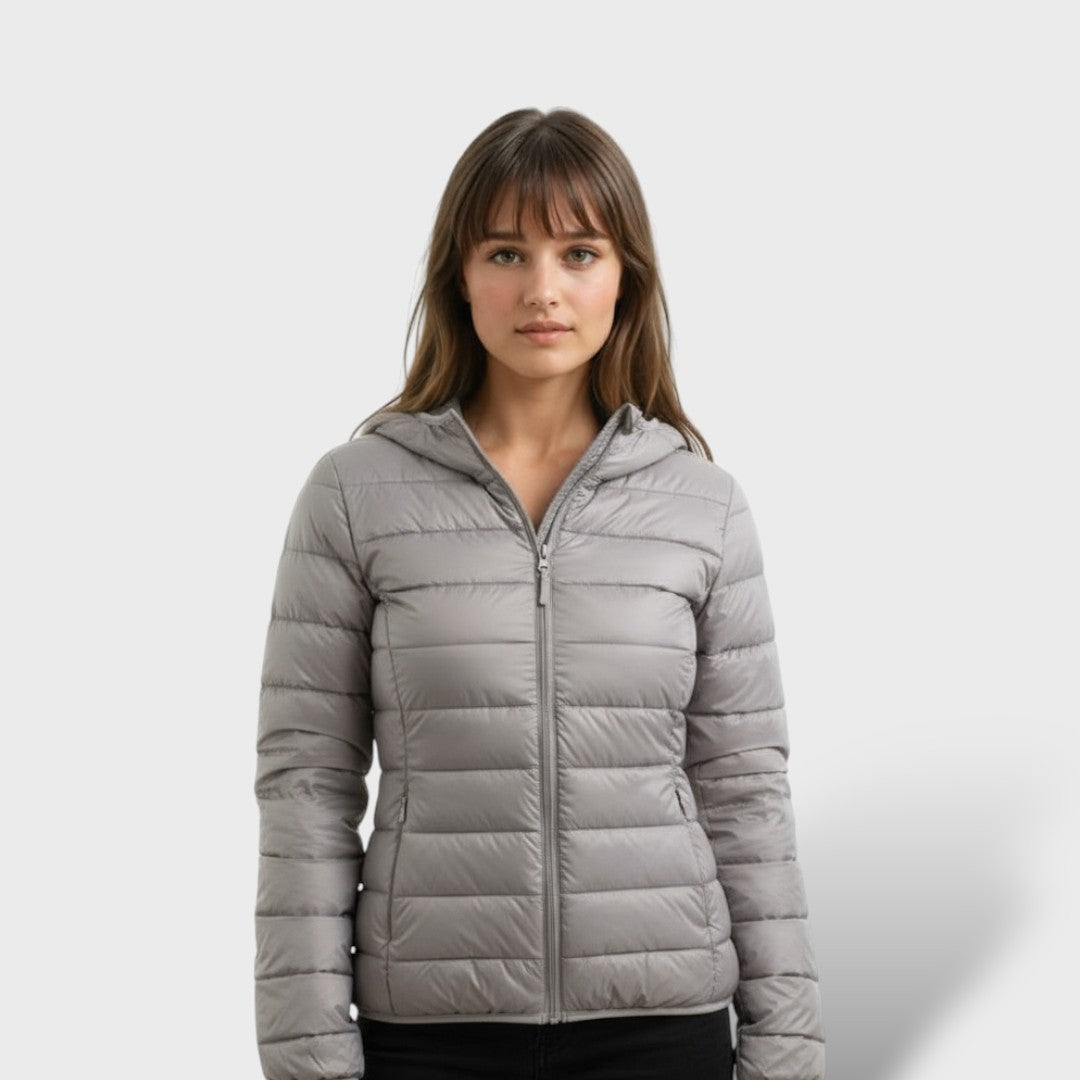 Chaqueta acolchada ligera de plumas para mujer
