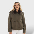 Abrigo casual con cuello desmontable para mujer
