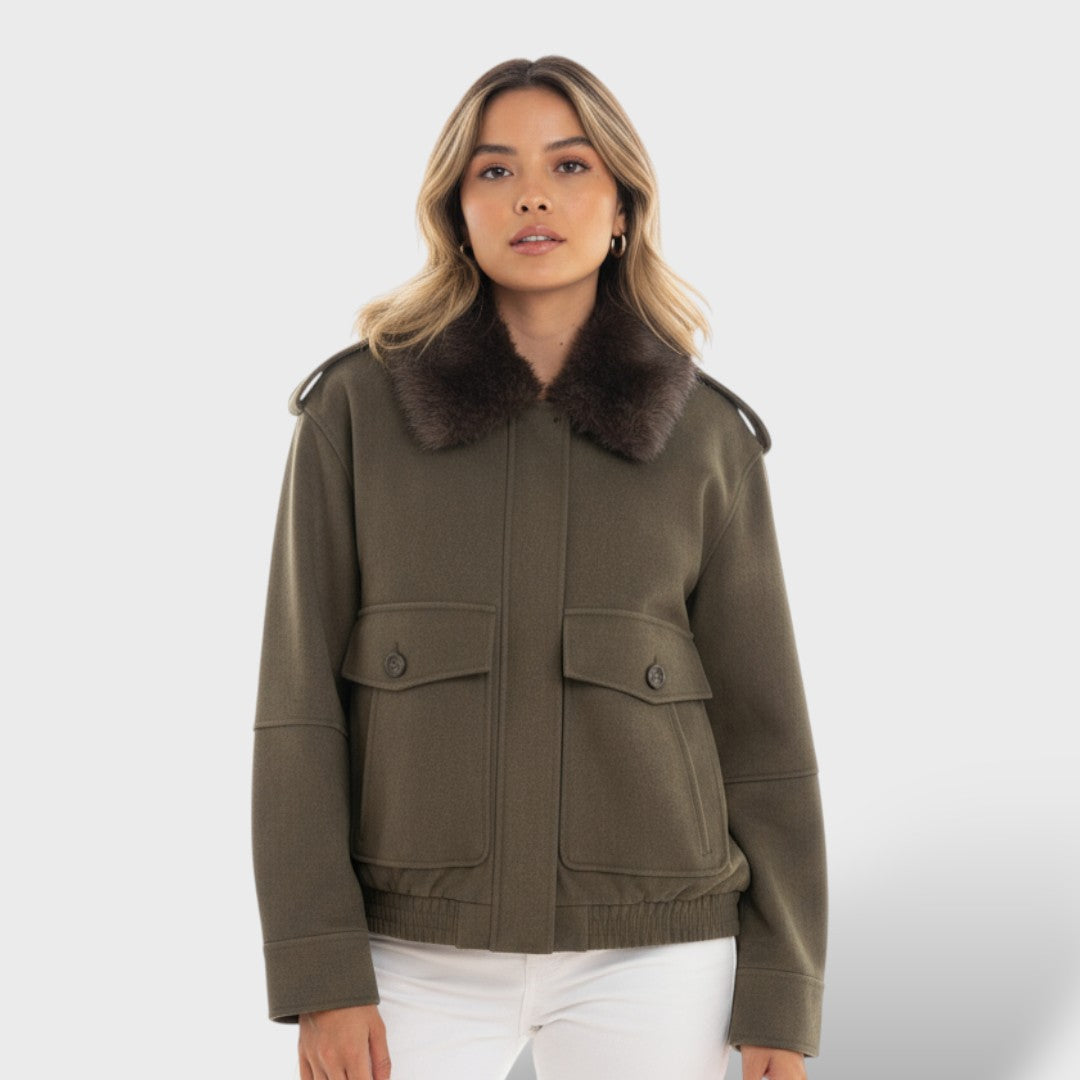 Abrigo casual con cuello desmontable para mujer